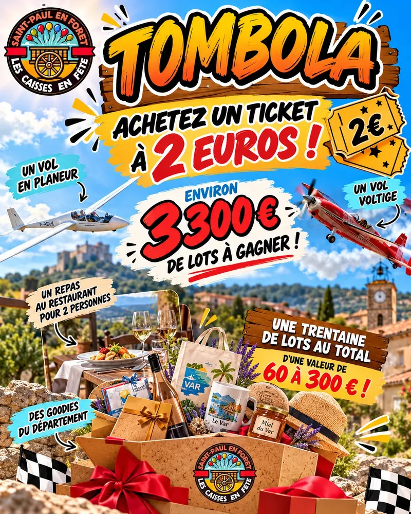 Affiche des lots de la tombola 2026